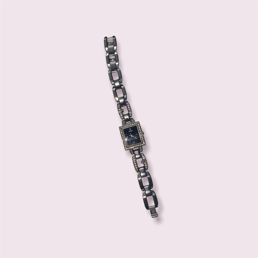 Guess Steel Watch with Diamond Accent